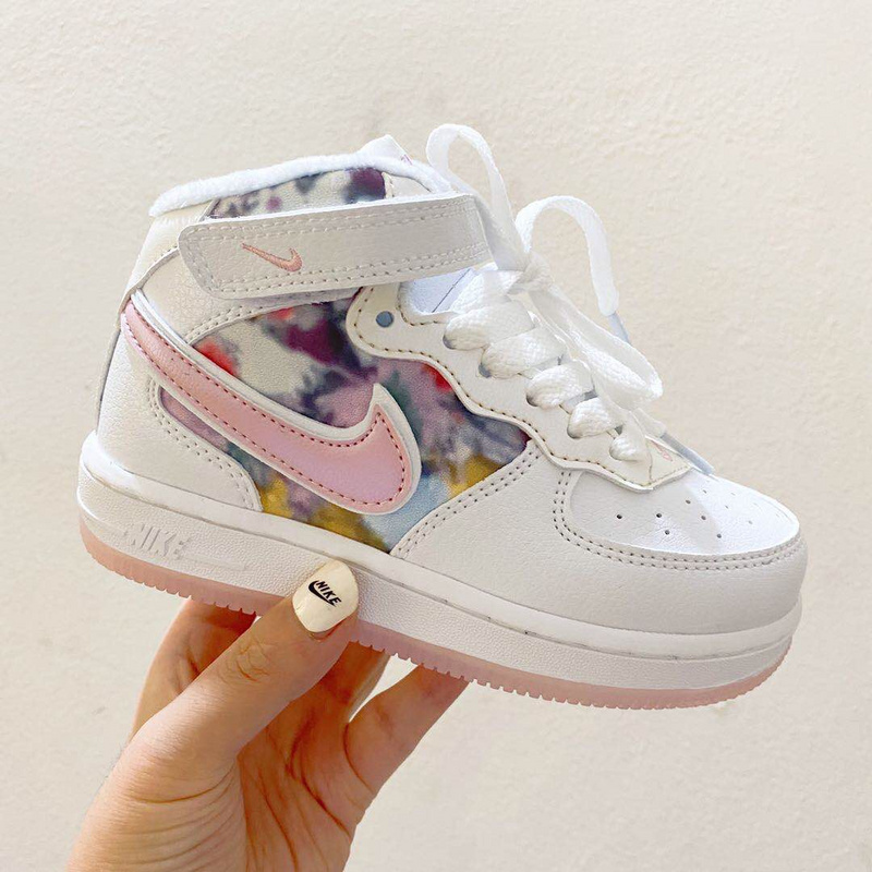 Nike boys and girls Air Force 1 AF1 Children_s Shoes Air Force No. 1 high-top plus velvet shoes 24-35-0104cbb8